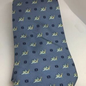 *HP* Loewe "RARE" Men's Neck Tie Navy Blue Yellow Green Nautical Logo Dress Tie